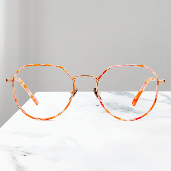 Europe Popular Computer Print Eyeglass Frames Multi-color Mosaic Panels Acetate & Metal Unisex Lightweight Full-Rim
