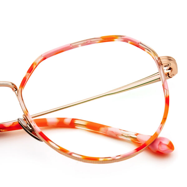 Europe Popular Computer Print Eyeglass Frames Multi-color Mosaic Panels Acetate & Metal Unisex Lightweight Full-Rim