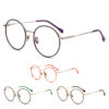 Europe Latest Designed Computer Print Eyewear Round Young People Metal Glasses Frames Mixed Acetate Lightweight Full-Rim Unisex