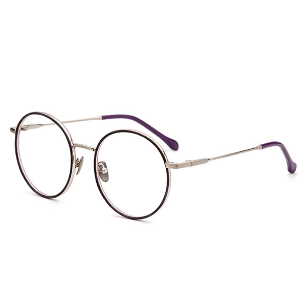 Europe Latest Designed Computer Print Eyewear Round Young People Metal Glasses Frames Mixed Acetate Lightweight Full-Rim Unisex