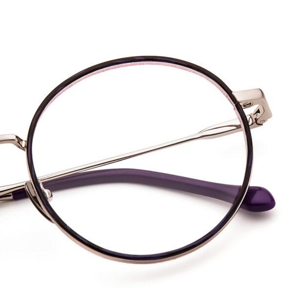 Europe Latest Designed Computer Print Eyewear Round Young People Metal Glasses Frames Mixed Acetate Lightweight Full-Rim Unisex