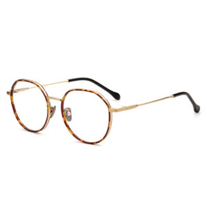 Computer Style Eyeglass Frames Round Metal & Mixed Acetate Lightweight Outdoor Use Unisex All Face Shapes