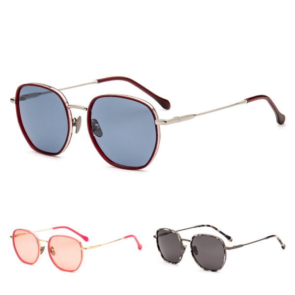 Retro Square Fashionable Light Weight Anti-Radiation Sunglasses for Women Men Oversized Metal Bridge Trendy Full Rim UV