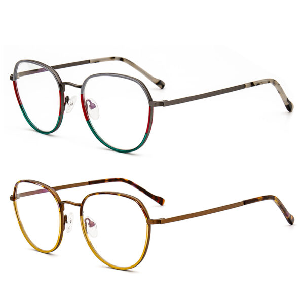 Two Colors Windsor Collection Eyeglasses Acetate-Metal Rim Spiral Metal Temples Brand Women Optical Glasses Frame