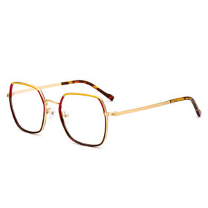 Unisex Men Women Computer Glass Frame Blue Light Blocking Lightweight Polygon Windsor Full-Rim Fashionable Youth Acetate Metal