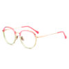 Europe Hollow-Carved Metal Computer Glasses Frames Latest Design for Adults Lightweight Outdoor Full Rim Round Mixed Acetate