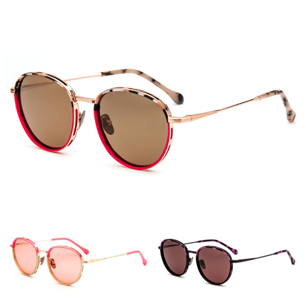 Europe Round Polarized Anti-Radiation Comfortable Sunglasses for Women & Unisex with Metal Bridge Full Rim