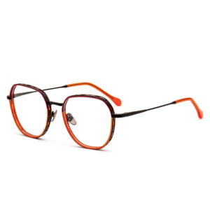 High-end Hollow Metal Acetate Eyeglass Frame Europe Fashion Plate Metal Glasses Frame Latest Designed Eyewear