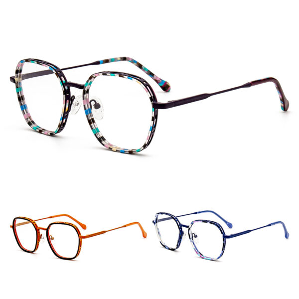 Fashionable Acetate Optical Frame Pure Titanium Nose Pads Eyeglasses Solid Print Pattern Stylish Decorative Computer Lightweight